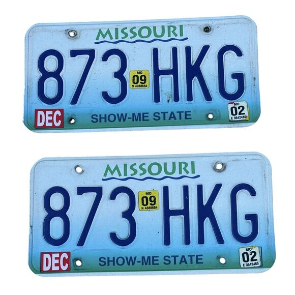 Missouri License Plate Show-Me State Dec 2002 2009 Sticker Blue Automobile Tags - Picture 1 of 4